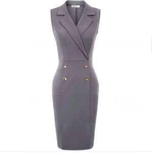 Grace Karin Grey Sleeveless Pencil Dress Size Small